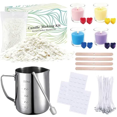 Image de Kit pour fabriquer des bougies, comprenant 480g de cire de soja et des accessoires pour débutants