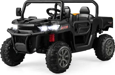 Produktbild von COSTWAY 2 Sitzer Elektroauto mit automatischer Ladefläche, 12V Kinder Muldenkipper 3-8km/h mit Musik Hupen Scheinwerfer Fernbedienung & Schaufel