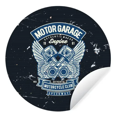 Produktbild von MuchoWow® Runde Wandtattoo - Wandsticker Tapete Aufkleber Mancave - Motorrad - Auto - Oldtimer Ø 80 cm Selbstklebend und Repositionierbar - Wandaufkleber - Kreis - Mauerkreis - Wand Bilder - Wandsticker - Wohnzimmer Dekoration - Dekoration für die Wände - Aluminium - Babyzimmer