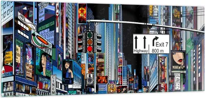 Produktbild von Bilder auf glas - Manhattan New York Straße - 100x40cm - Glasbilder - Wandbilder - Kunstdruck - zum Aufhängen bereit - Wanddekoration aus Glas - Glas Bilder - Wandbild auf Glas - GAB100x40-2720