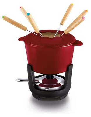 Emaille gietijzeren fonduepan 15 cm rot voor 4-6 Personen