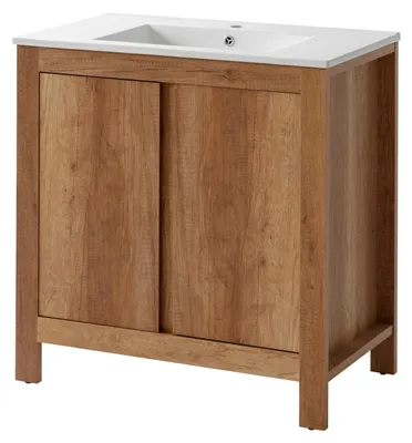 Produktbild von Badmöbel Set 80cm Waschbecken mit Unterschrank Waschtisch Schublade Hängeschrank