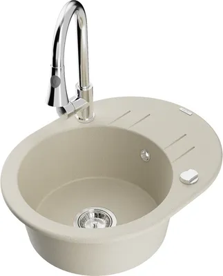 Produktbild von Mexen Kevin 1 Becken-Granitspüle mit Abtropffläche und Mischbatterie Elia, Beige - 6517-69-670101-00