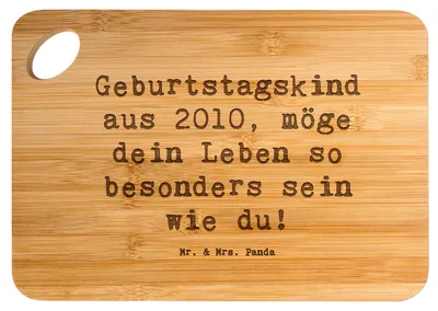 Produktbild von Mr. & Mrs. Panda Brett Spruch 2010 Geburtstag - Transparent - Geschenk, Geburtstagsgeschenk, holzschneidebrett, Frühstücksbrettchen, Glückwunsch, Frühstücksbrett, Alter