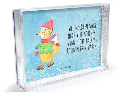 Produktbild von Mr. & Mrs. Panda Bilderrahmen Fuchs  Schlittschuhe - Eisblau - Geschenk, Weihnachten, Weihnachtsbaum, Weihnachtsmann, 3D-Bilderrahmen, Mini-Bilderrahmen, Tannenbaum