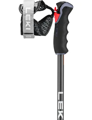 A close-up of a ski pole handle and strap.