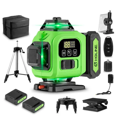 Produktbild von Laser Wasserwaage , 4D 16 Linien Laser Wasserwaage 360 Selbstnivellierend linienlaser mit Stativ, 2x4800mAh Akku, IP54 Laser Level