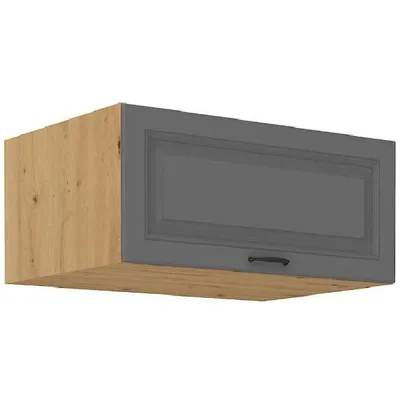 Image de Armoire pour hotte aspirante profonde SOPHIA – largeur 80 cm, gris / chêne artisan