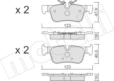 Produktbild von METELLI Bremsbeläge Satz Hinten Bremsklötze für BMW 1 Schrägheck (F40) 22-1038-0