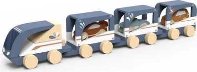 Produktbild von Speedy Monkey Holz Zug FahrzeugträgerHolz buntes Spielzeug