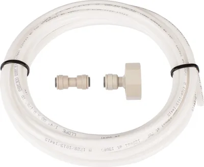 Produktbild von Set Weißer Schlauch 5m, Kupplung 1/4, Reduktion 3/4-1/4 - Zum Anschluss an Wasserfilter - Universal-Wasseranschlussset - Kühlschrank