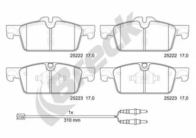 Produktbild von BRECK Bremsbeläge Satz Vorne Bremsklötze passend für PEUGEOT 508 SW I (8E) 25222 00 701 00