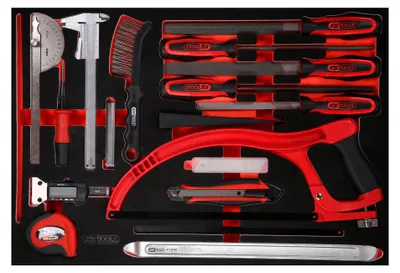 Produktbild von KS Tools Messwerkzeuge- / und Feilen-Satz in Schuamstoffeinlage, 28-tlg.