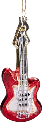 Produktbild von BRUBAKER Gitarre Rot - Handbemalte Weihnachtskugel aus Glas - Christbaumschmuck Figuren lustig Deko Anhänger Baumkugel - ca. 15 cm