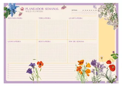 Imagen del producto de Erik Editores: Planificador semanal Kokonote, tamaño A4, diseño de flores silvestres, en portugués, transparente, talla única