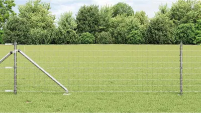 Produktbild von "im Angebot" Zaun mit Pfosten Silber 0,4x25 m Stahl - Metallzäune CC12810