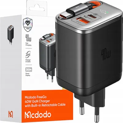 Zdjęcie produktu dla Mcdodo Szybka Ładowarka Sieciowa Zasilacz 3X Usb-C Pd Usb Gan 40W Kabel 1M