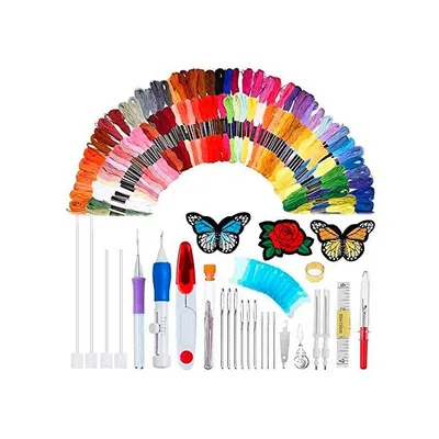 Obrázek produktu pro Sada na vyšívání 136 dílů vyšívací nitě jehly a pomůcky pro začátečníky i pokročilé - EmbroideryKit