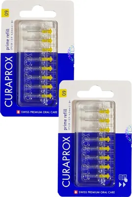 Produktbild von 2x Curaprox Interdentalbürsten CPS 09 gelb -Prime refill (0,9mm - 4,0mm) - 2x 8 Stück