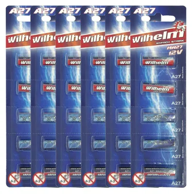 Produktbild von 30 x Wilhelm A27 Blister 12V Wilhelm Alkaline Batterien MN27 V27GA 27A 12 Volt 25 mAh