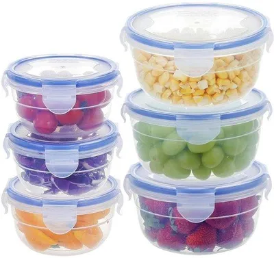Image de Petits récipients en plastique empilables et hermétiques, 0,3 L, 0,6 L, sans BPA, bleus