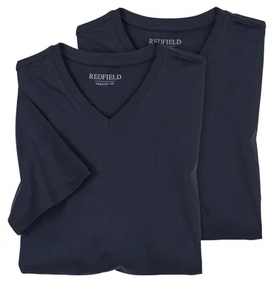 Image de Redfield, lot de deux t-shirts XXL, bleu marine, col en V