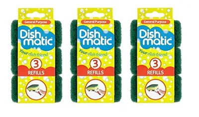 Produktbild von Dishmatic Reinigungsschwämme, robust, Grün, 9 Stück