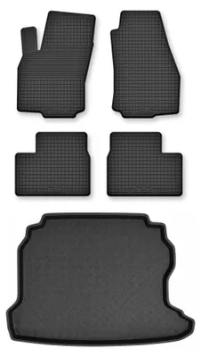 Productafbeelding van Rubberen automatten + kofferbakmat voor Opel Astra G 1998-2009 (sedan) – 5-delig, zwart, op maat – Wielganizator Semi-Universal