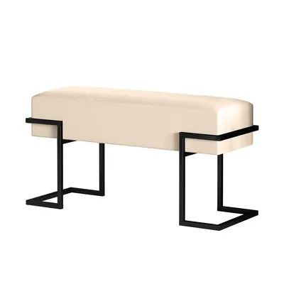 Produktbild von BETTSO CELY 100 beige gepolsterte Bank auf schwarzem Gestell
