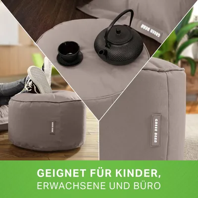 Produktbild von Green Bean® Sitzsack-Hocker "Stay" 45x25cm mit EPS-Perlen Füllung - Fußhocker Sitz-Pouf für Sitzsäcke - Fußablage Sitzkissen Sitzhocker Khaki