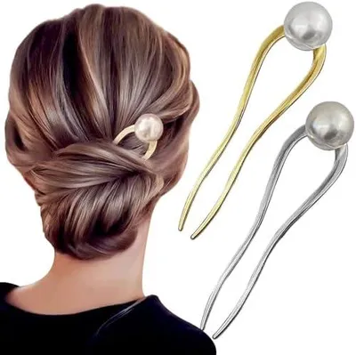 Produktbild von U-förmige Haarstäbe mit Perlen, französische Haarnadeln und Haarspangen für Damen