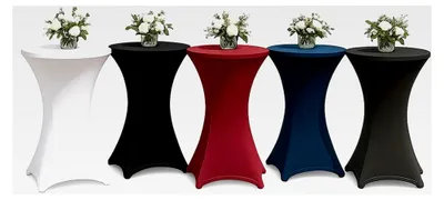 Produktbild von Stehtischhusse für Bistrotisch mit 4 verstärkten Fußlaschen elastisch Stretch Ø 70-75x110-120 cm Bordeaux (1 Stück)
