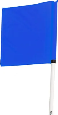 A single blue corner flag on a white background.