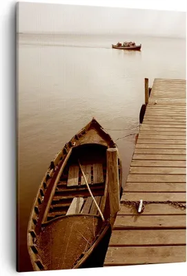 Produktbild von Bild auf Leinwand - Leinwandbild - Einteilig - Brücke Boot Sepia - 50x70cm - Wand Bild - Wanddeko - Wandbilder - Leinwanddruck - Kunstdruck - Wanddekoration - Leinwand bilder - Wandbild - PA50x70-4135