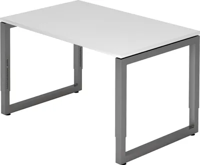 Produktbild von bümö Schreibtisch Serie-R - Nachbildung: Weiß, Größe:  120 x 80 cm, Gestell: Graphit
