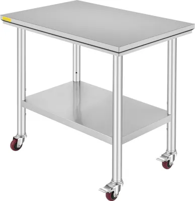 Produktbild von KücheProfi® - Edelstahl Arbeitstisch 91x60x82 cm - 160 kg Belastbarkeit - Lebensmittel Zubereitungstisch - Nachlauf für Gastronomie - 4 höhenverstellbare Füße