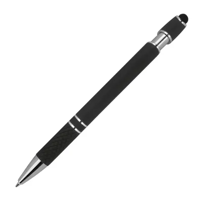 Produktbild von 10 Touchpen Kugelschreiber aus Metall / mit Muster / Farbe: schwarz