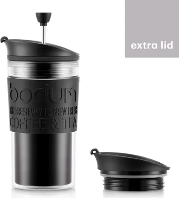 Produktbild von Bodum Travel Press, Französische Presse, freistehend, Schwarz, Transparent, 80 mm, 90 mm, 170 mm