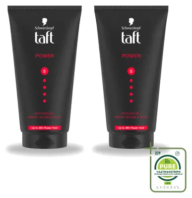Image de 2 gels de coiffage Taft Power 5 - Fixation forte - 150 ml - Pack économique - 2 pièces