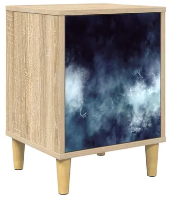 Immagine prodotto di Tavolino da notte RAALTE, legno impiallacciato effetto noce Sonoma, dimensioni 36 x 33 x 50 cm