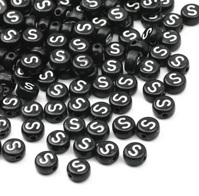 Obrázok produktu pre Akrylové písmenkové koráliky – koráliky na šperky – písmeno S – 300 kusov – 7 mm – okrúhly tvar – na výrobu šperkov