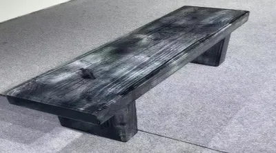 Produktbild von Moderne schwarze Bank aus karbonisiertem Holz Holzbank Schwarze Bank