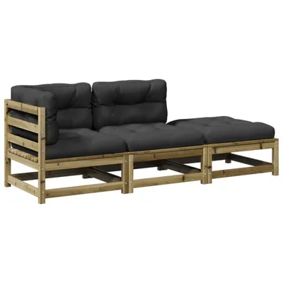 Produktbild von 3-tlg. Garten-Sofagarnitur mit Kissen Kiefernholz Imprägniert