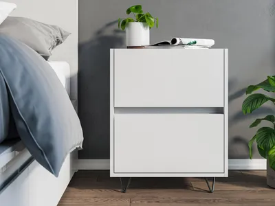 Produktbild von Nachttisch Yako 50cm 2 SoftClose stehend Weiß Hgl : Weiss hochglanz Varianten: Weiss hochglanz