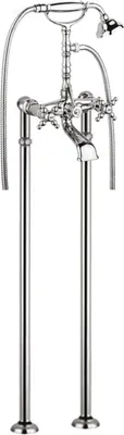Produktbild von Casa Padrino Jugendstil Badewannen Armatur Gold H. 105,5 cm - Nostalgische Badezimmer Badewannen Armatur mit Brause und Standfüßen