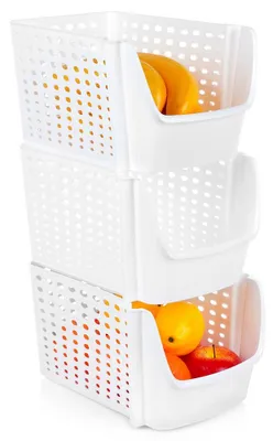 Obrázek produktu pro Vilde | Sada tří nádob na zeleninu a ovoce - plastové - stohovatelné - bílé