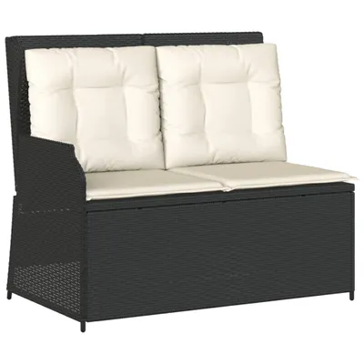 Immagine prodotto di vidaXL Panchina da giardino regolabile con cuscini in Poly Rattan nero