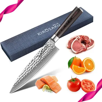 Obrázok produktu pre Nôž Kirosaku Premium Santoku Damascus 20 cm - mimoriadne ostrý kuchársky nôž Santoku vyrobený z najlepšej damaškovej ocele - damaškový kuchynský nôž pre fantastický zážitok z krájania