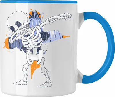 Produktbild von Trendation - Halloween Tasse Kürbis Dekoration Becher Dabbing Skelet (Blau)