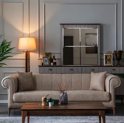 Immagine prodotto di Divano a tre posti beige divano arredamento divani soggiorno